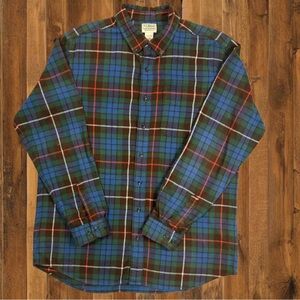 L.L. Bean Men's Blue Green Plaid Button-Down Shirt